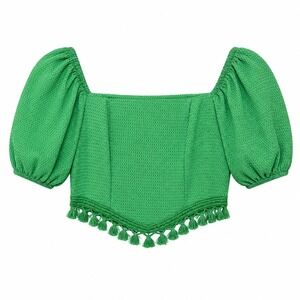 Cottagecore Milkmaid Green Crop Top Womens Small Festival Fairycore Ren Fair